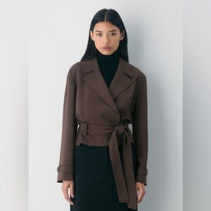 Babaton Postage Cropped Trench Coat – Sway Crepe – Brown | Sold Out at Aritzia